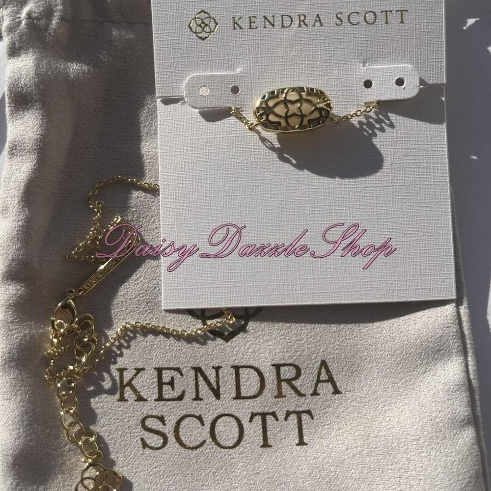 ✨New Kendra Scott Elisa Necklace Pendant Gold in Iridescent Drusy ✨ - Picture 6 of 6